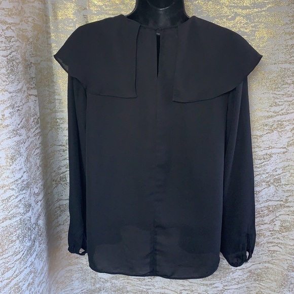 Zara Black Floral Embroidered Asymmetrical Ruffle Boho Blouse Size XS - Picture 9 of 16